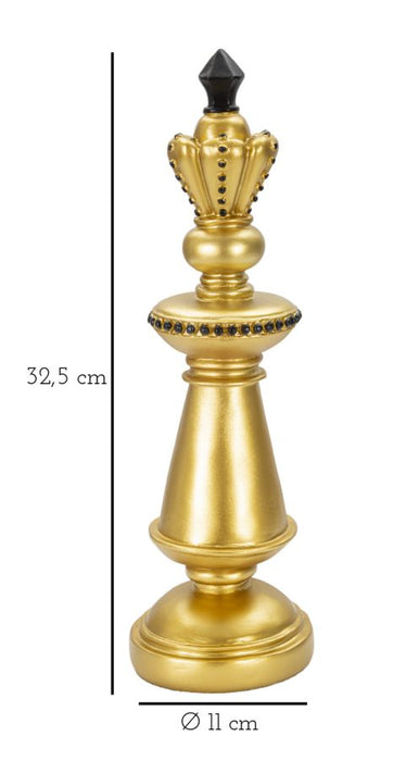 Re degli Scacchi in Oro e Nero - Scultura Elegante cm Ø 11x32,5