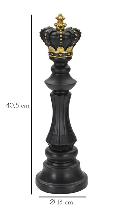 Re degli Scacchi Nero e Oro - Eleganza Strategica cm ø 13x40,5