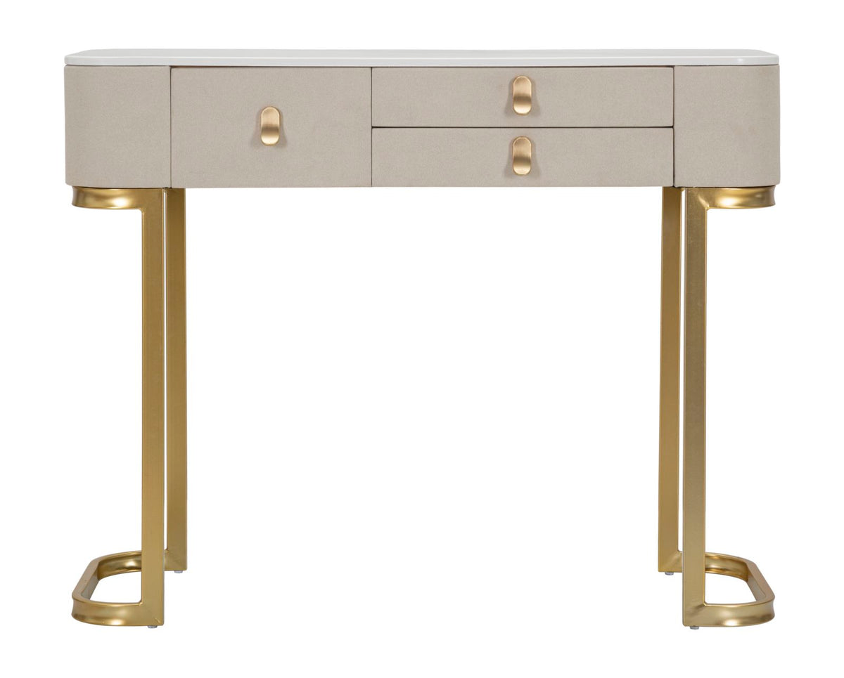 Console Elegante con 3 Cassetti e Piano in Simil Marmo cm 100x40x80