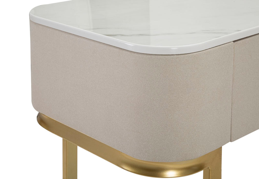 Console Elegante con 3 Cassetti e Piano in Simil Marmo cm 100x40x80