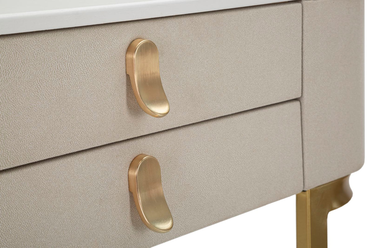 Console Elegante con 2 Cassetti e Piano in Simil Marmo cm 70x40x80