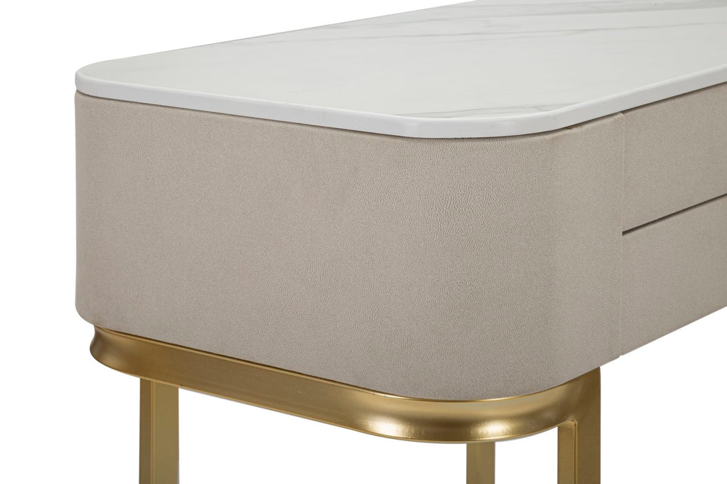 Console Elegante con 2 Cassetti e Piano in Simil Marmo cm 70x40x80