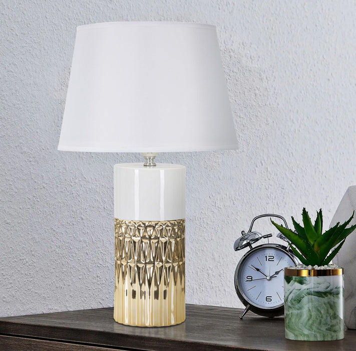 Lampada da Tavolo Elegante Glam con Paralume Bianco Ø 30x48,5