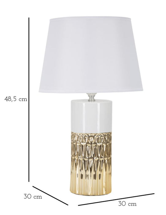 Lampada da Tavolo Elegante Glam con Paralume Bianco Ø 30x48,5