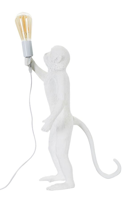 Lampada da tavolo Monkey in resina bianca cm ø 26x34x55