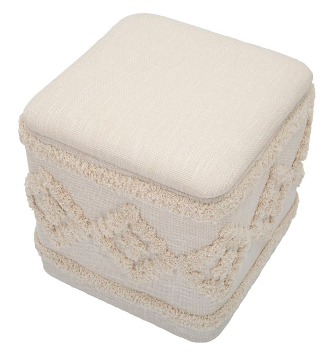 Pouf Contenitore Elegante in Tessuto Damasco Quadrato 40x40x40 cm