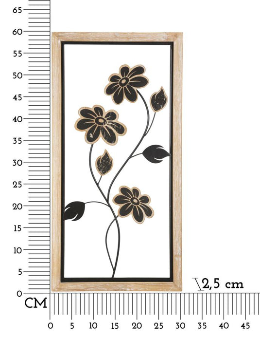 Pannello Decorativo 3D in Ferro e Legno Girish - cm 30x2,5x60