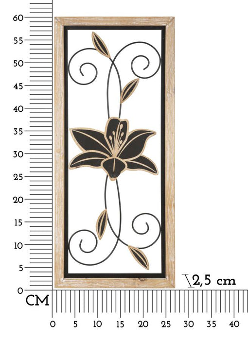 Pannello Decorativo in Ferro e Legno Koman -b- cm 26x2,5x60