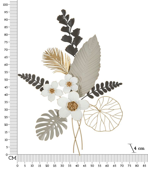 Pannello decorativo in metallo floreale cm 71x4x96,5