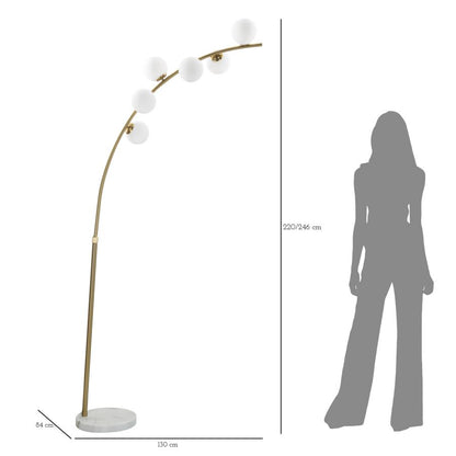 Lampada da Terra Glamour Arc con 6 Luci Regolabile in Altezza 220-246 cm