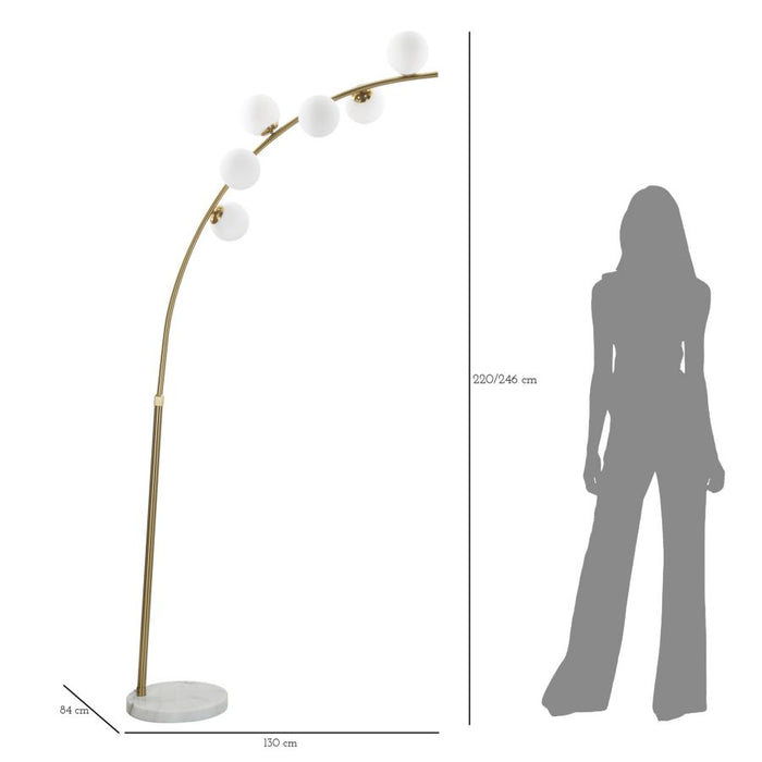 Lampada da Terra Glamour Arc con 6 Luci Regolabile in Altezza 220-246 cm