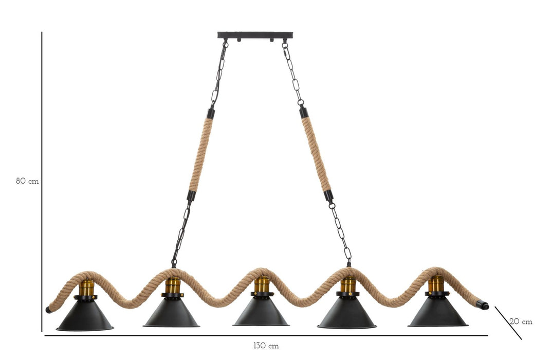 Lampadario Moderno Cup/Rope con 5 Luci 130x20x80 cm