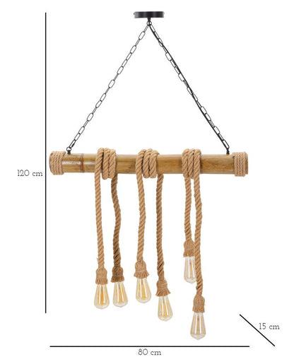 Lampadario in Bamboo e Corda Elegante 80x15x120 cm