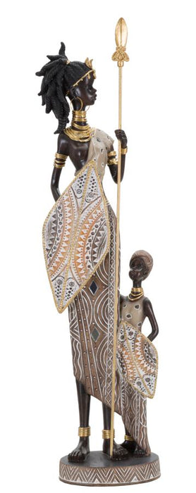 Statuetta Tribale Masai con Bambino - 11,5x8,5x46 cm