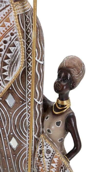 Statuetta Tribale Masai con Bambino - 11,5x8,5x46 cm