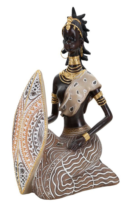 Statuetta Masai con Scudo - 13,5x9x24,5 cm