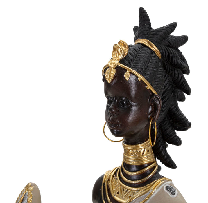 Statuetta Masai con Scudo - 13,5x9x24,5 cm