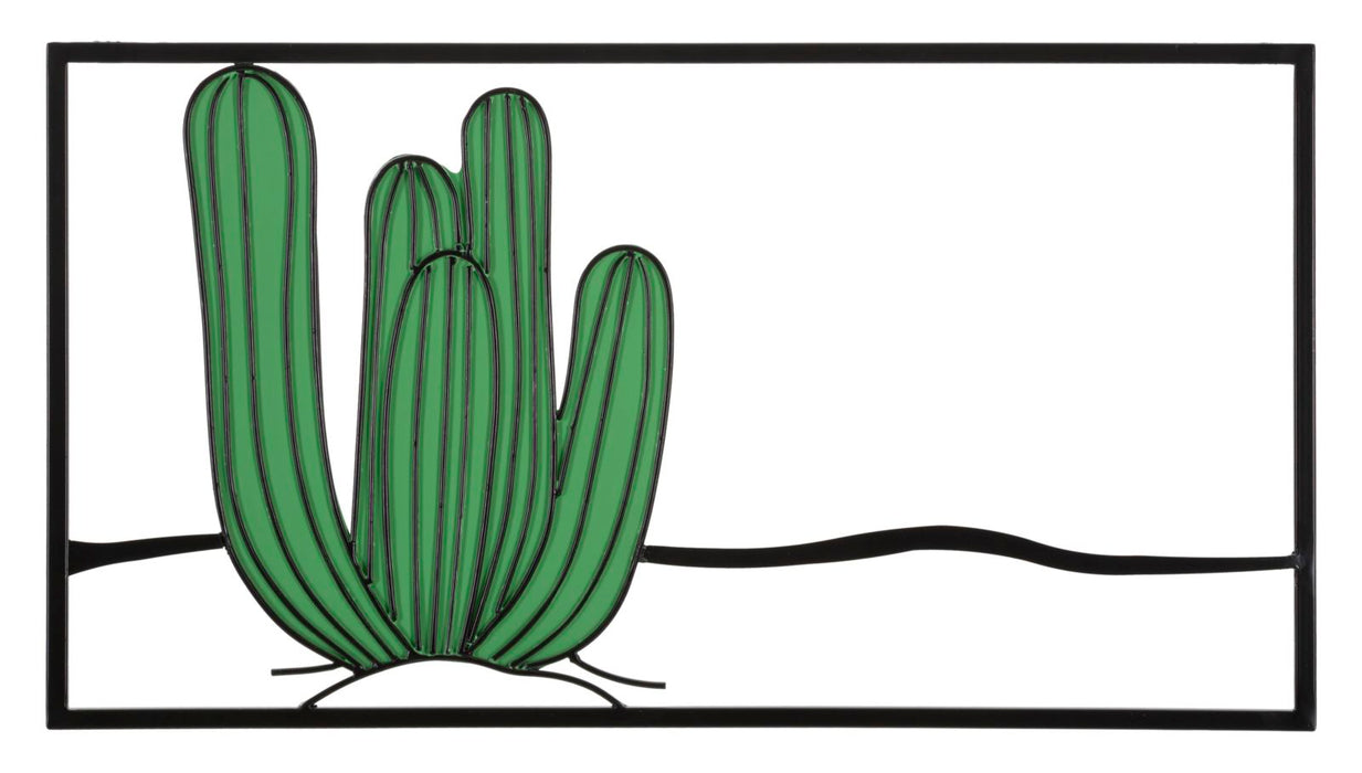 Pannello decorativo 3D murale cactus in metallo cm 60x1,3x33