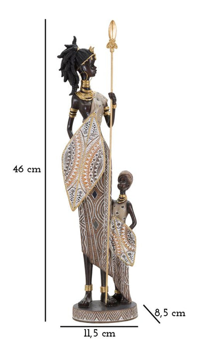 Statuetta Tribale Masai con Bambino - 11,5x8,5x46 cm