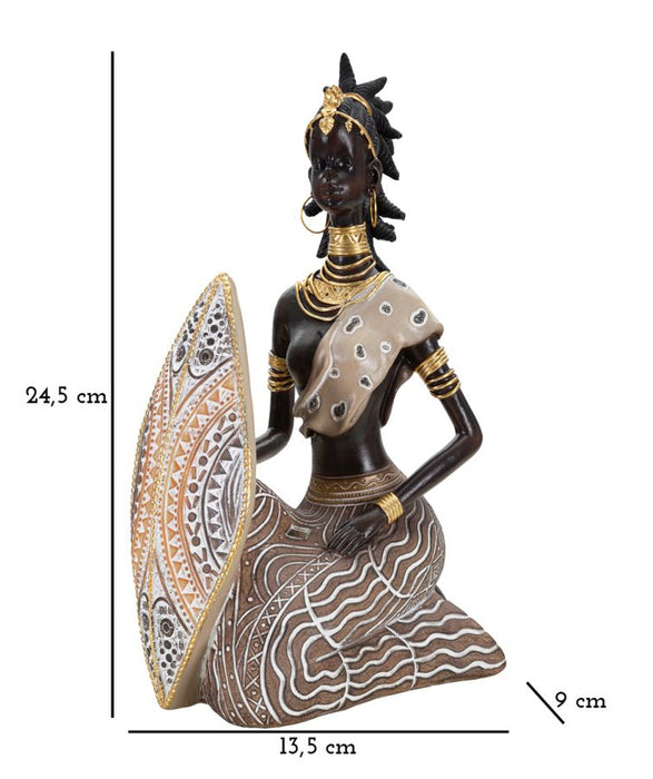 Statuetta Masai con Scudo - 13,5x9x24,5 cm