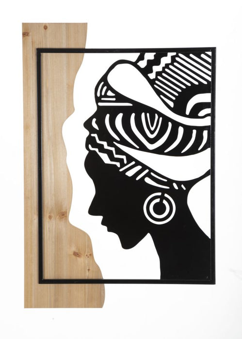 Pannello Decorativo Tribale in Ferro e Legno - 53x2x80 cm