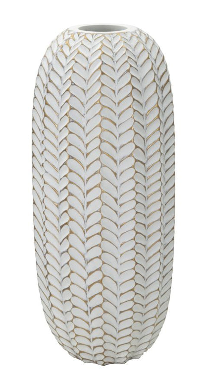 Vaso Elegante in Resina con Design Foglia 18,5x46 cm