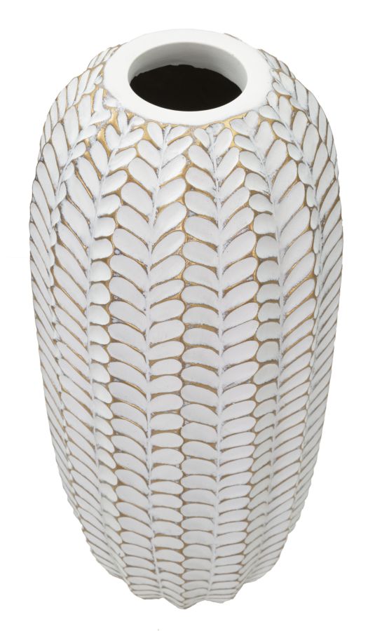 Vaso Elegante in Resina con Design Foglia 18,5x46 cm