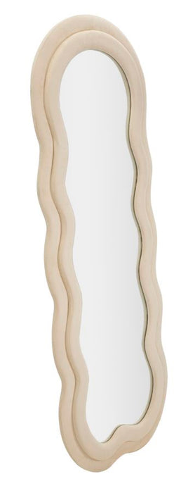 Specchio Murale Elegante Miki in Velluto Crema 60x4x160 cm
