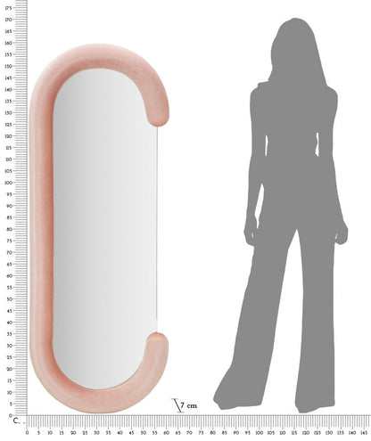 Specchio da parete Chantal in velluto rosa cm 60x7x160
