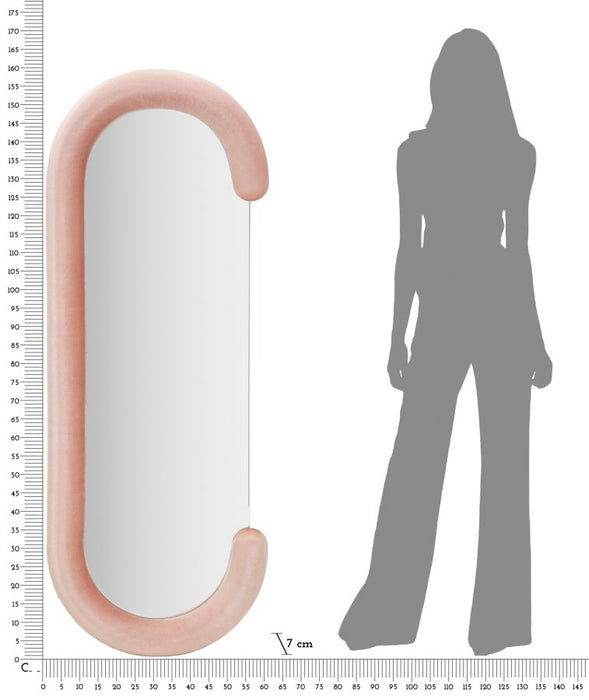 Espejo de pared Chantal en terciopelo rosa cm 60x7x160