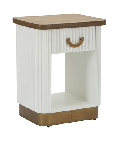 Comodino Tolosa in Legno Bianco e Marrone cm 48x40x62