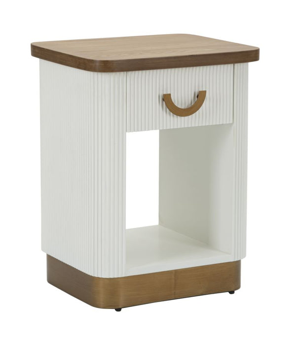 Comodino Tolosa in Legno Bianco e Marrone cm 48x40x62