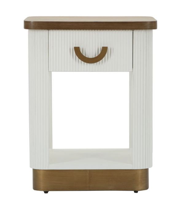 Comodino Tolosa in Legno Bianco e Marrone cm 48x40x62