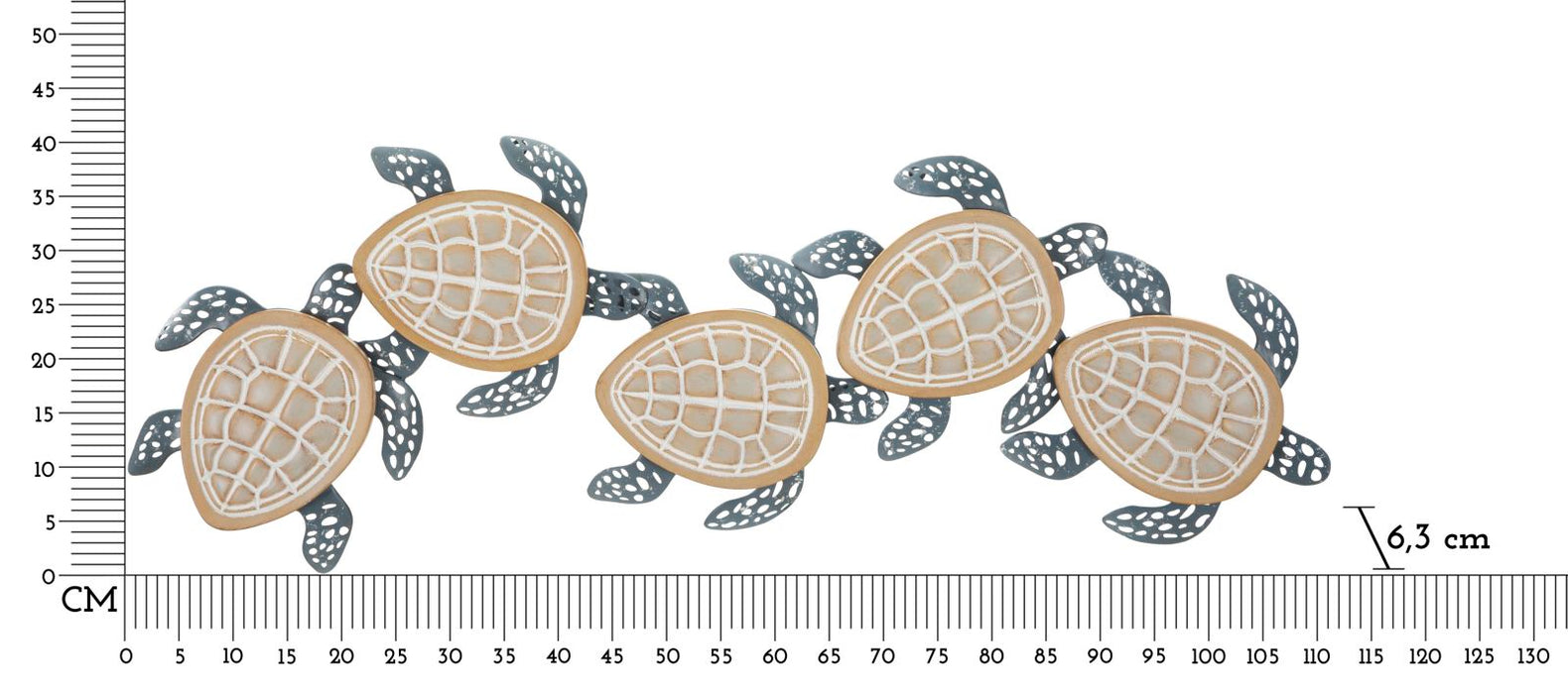 Pannello decorativo 3D con tartarughe marine cm 111,5x6,3x43