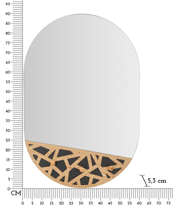 Specchio da muro con appendi-abiti elegante 60x5,3x90 cm