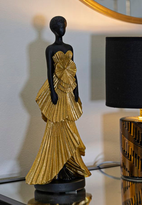 Statuetta Elegante Donnina in Oro 14,5x10x33 cm