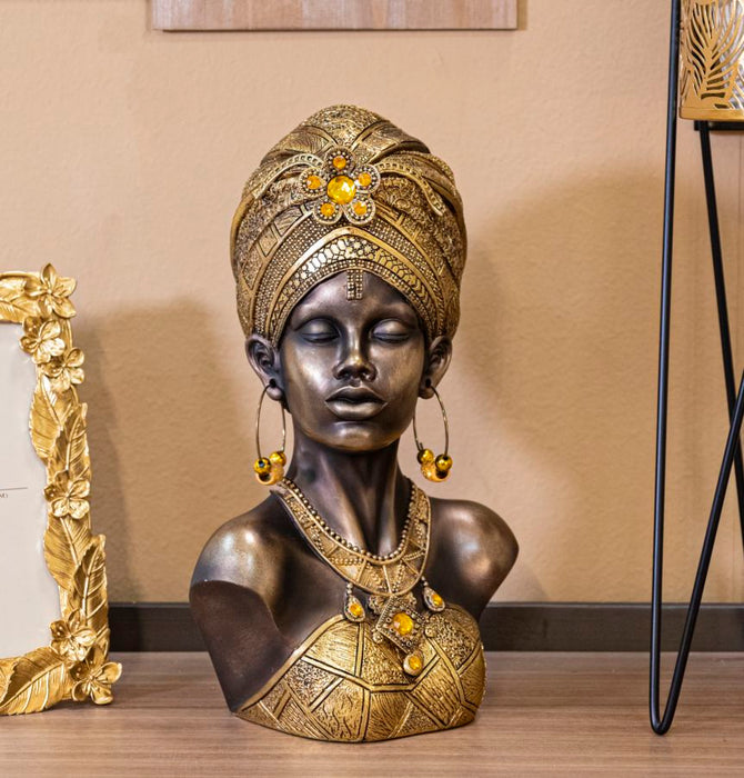 Scultura Africana Mumbasa - Busto Femminile Elegante 21x15x34 cm