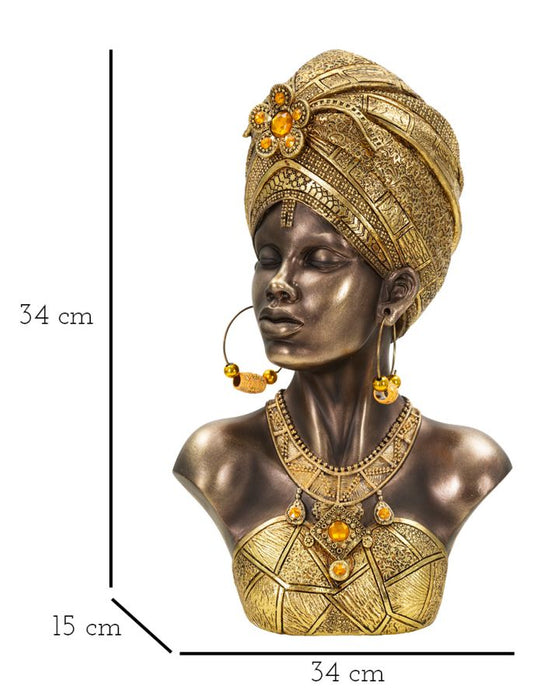 Scultura Africana Mumbasa - Busto Femminile Elegante 21x15x34 cm