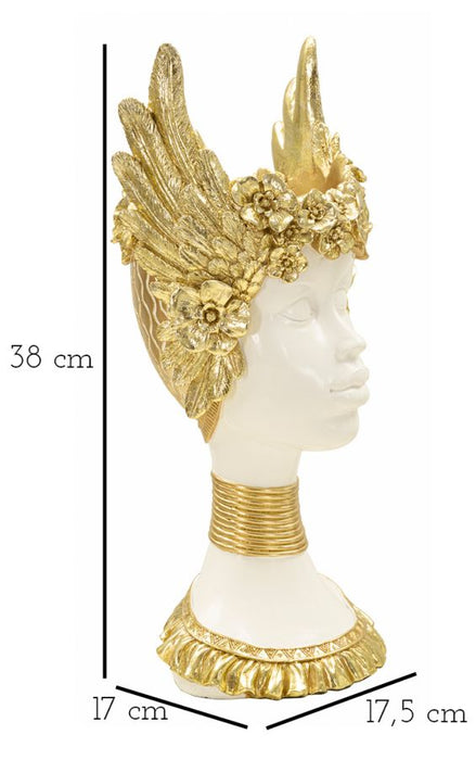 Scultura di Athena con Ali Dorate - Dimensioni 17,5x17x38 cm