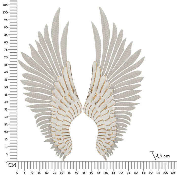 Pannelli Decorativi Ali Bianche in Metallo e Legno cm 43,8x2,5x104