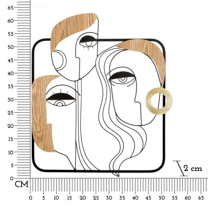 Pannello Decorativo Picassy in Metallo e Legno cm 52x2x63