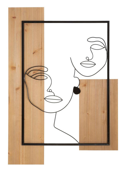 Pannello decorativo Faces in ferro e legno 3D cm 63x2x90