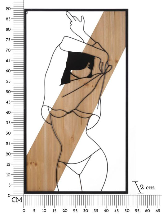 Pannello Decorativo 3D in Ferro e Legno - Dimensioni 50x2x90 cm