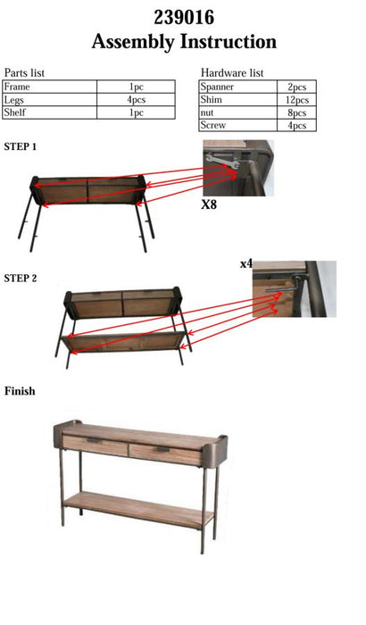 Console Toronto Elegante 120x31x72 cm