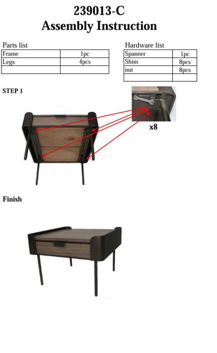 Tavolo da Caffè Toronto con 2 Cassetti cm 60x60x41