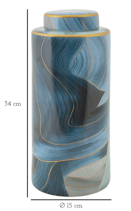 Vaso in Ceramica Elegante con Finiture Dorate cm Ø 15x34