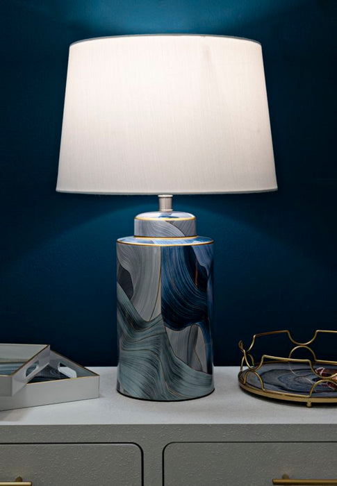 Lampada da tavolo in ceramica blu elegante cm ø 40x64