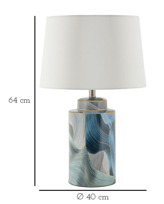 Lampada da tavolo in ceramica blu elegante cm ø 40x64