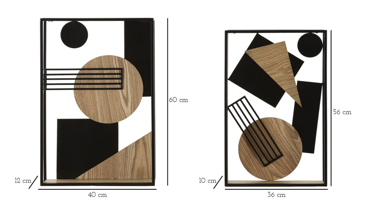 Mensole Muro Picassy Design Moderno - Coppia 40x12x60 e 36x10x56 cm