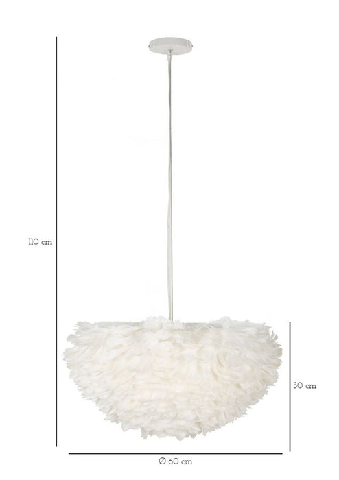 Lampadario in Piume Elegante Ø 60 cm - Altezza Regolabile fino a 110 cm